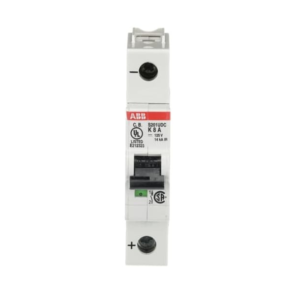 Abb Miniature Circuit Breaker, S201 Series, 8A, 1 Pole, Not Rated, 14kA, K Curve S201UDC-K8 - main